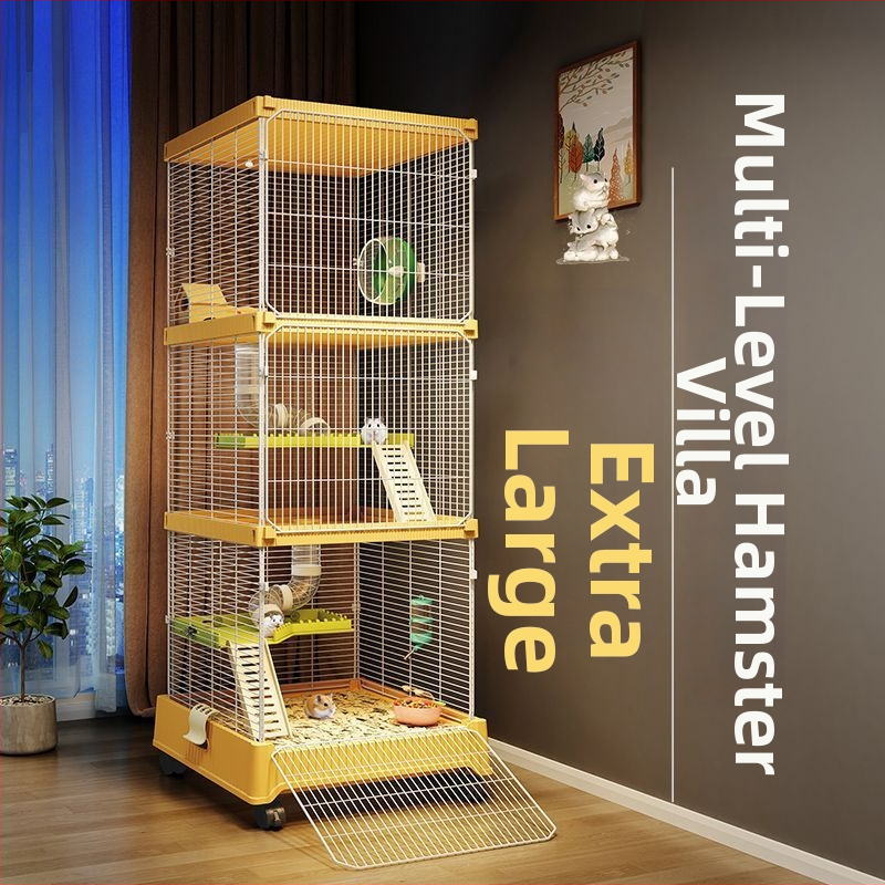 Klietka pre hamster, kovová, dvojposchodová, priestranný vnútorný priestor, bezpečná pri hryze