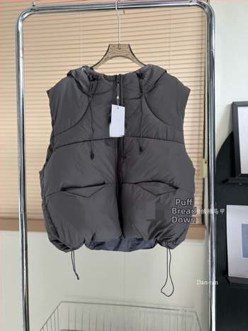 Мъжки корейски стил памучен жилет с качулка, пухено напълнен, дебел и топъл, свободен силует, полиестерна материя