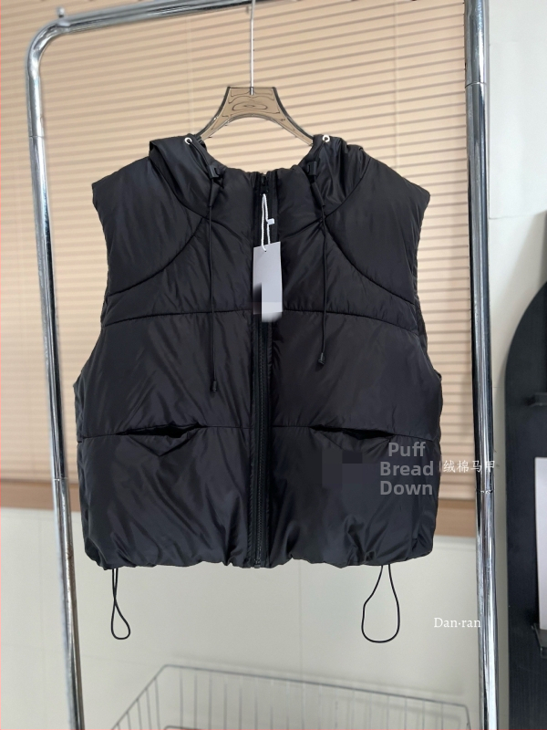 Мъжки корейски стил памучен жилет с качулка, пухено напълнен, дебел и топъл, свободен силует, полиестерна материя