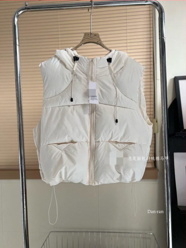 Мъжки корейски стил памучен жилет с качулка, пухено напълнен, дебел и топъл, свободен силует, полиестерна материя