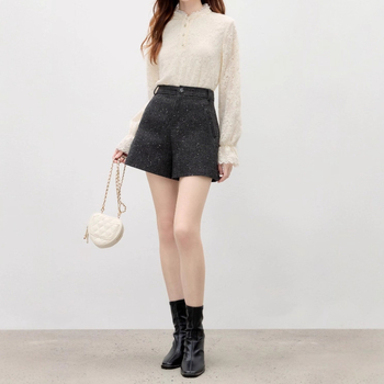 Női chiffon ing hosszú ujjú – U-formájú gallér, egyszínű, Spandex 30–50% arányban, egyenes szabás