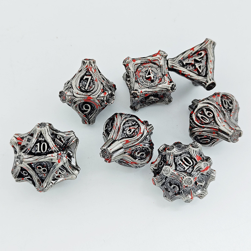 7-dijelni metalni set D20 kockice za RPG — zlitina cinka, poliedrični oblik, mogućnost prilagodbe