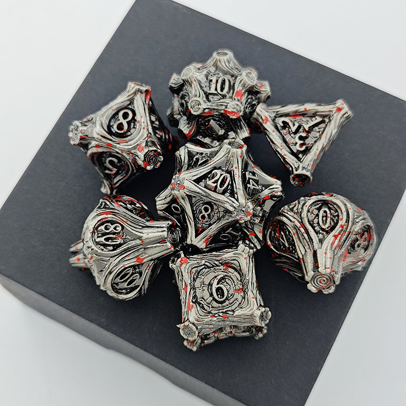 7-dijelni metalni set D20 kockice za RPG — zlitina cinka, poliedrični oblik, mogućnost prilagodbe