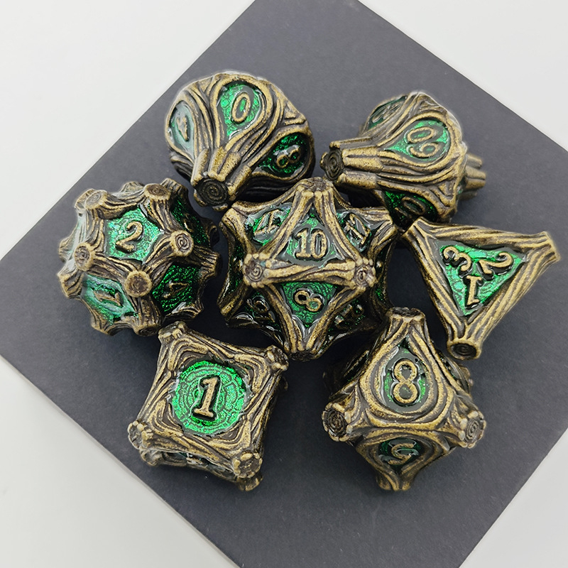 7-dijelni metalni set D20 kockice za RPG — zlitina cinka, poliedrični oblik, mogućnost prilagodbe