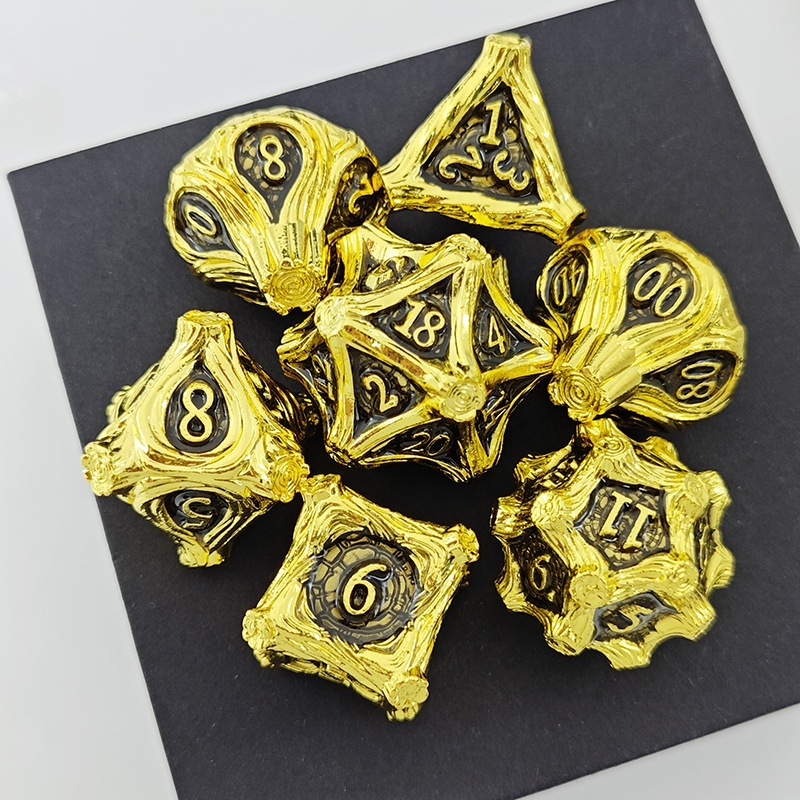 7-dijelni metalni set D20 kockice za RPG — zlitina cinka, poliedrični oblik, mogućnost prilagodbe