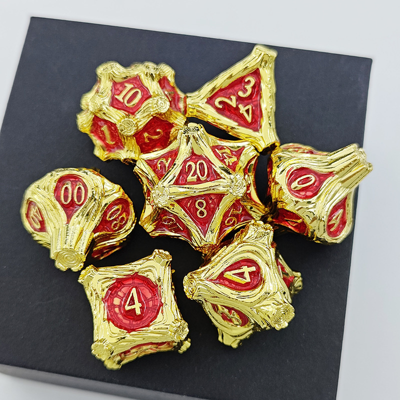 7-dijelni metalni set D20 kockice za RPG — zlitina cinka, poliedrični oblik, mogućnost prilagodbe