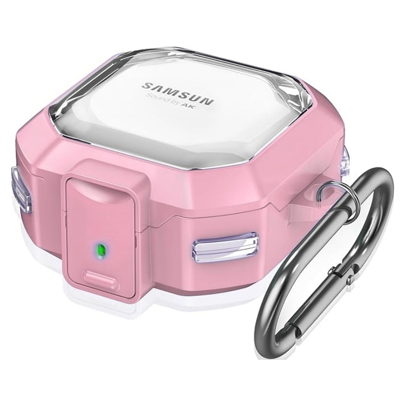 Samsung Buds Core, Buds Live, Buds Pro, Buds 2 Pro és Buds 2-hoz védőtok — átlátszó szénszálas mintázat, PC/TPU anyag, domborított textúra, injektálással öntés, permetezés