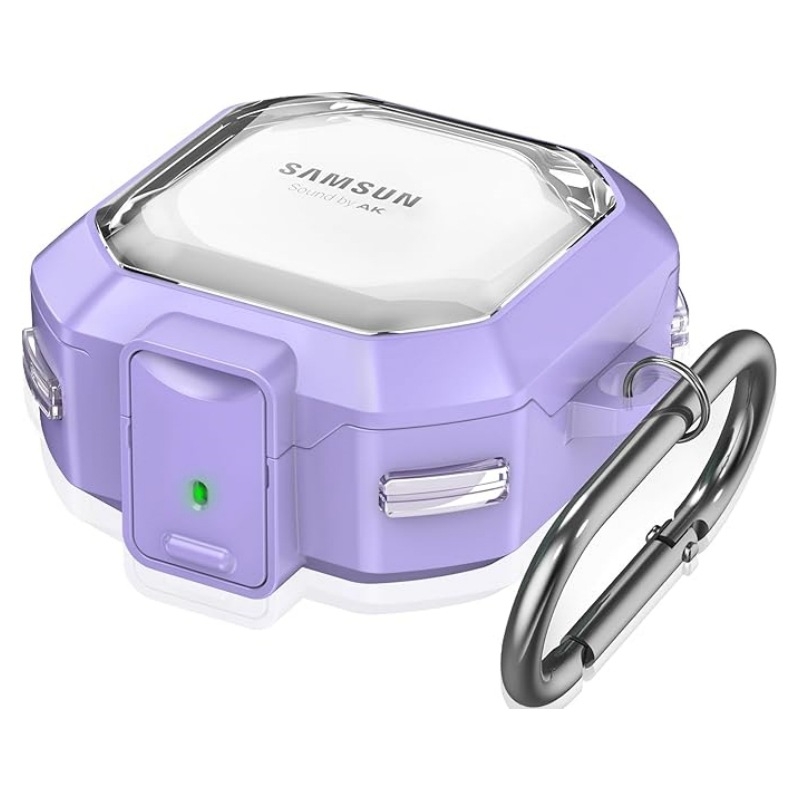 Samsung Buds Core, Buds Live, Buds Pro, Buds 2 Pro és Buds 2-hoz védőtok — átlátszó szénszálas mintázat, PC/TPU anyag, domborított textúra, injektálással öntés, permetezés