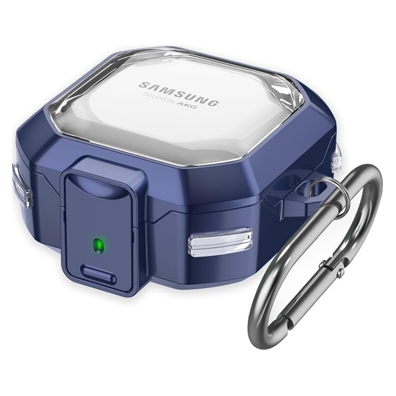 Samsung Buds Core, Buds Live, Buds Pro, Buds 2 Pro és Buds 2-hoz védőtok — átlátszó szénszálas mintázat, PC/TPU anyag, domborított textúra, injektálással öntés, permetezés