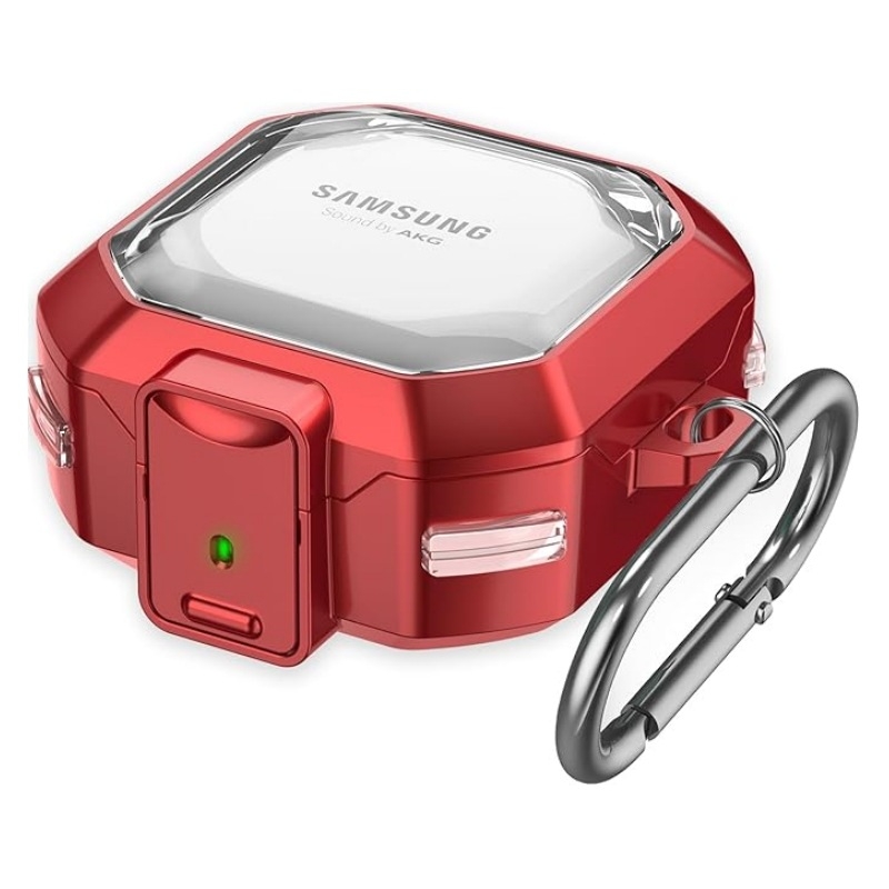 Samsung Buds Core, Buds Live, Buds Pro, Buds 2 Pro és Buds 2-hoz védőtok — átlátszó szénszálas mintázat, PC/TPU anyag, domborított textúra, injektálással öntés, permetezés