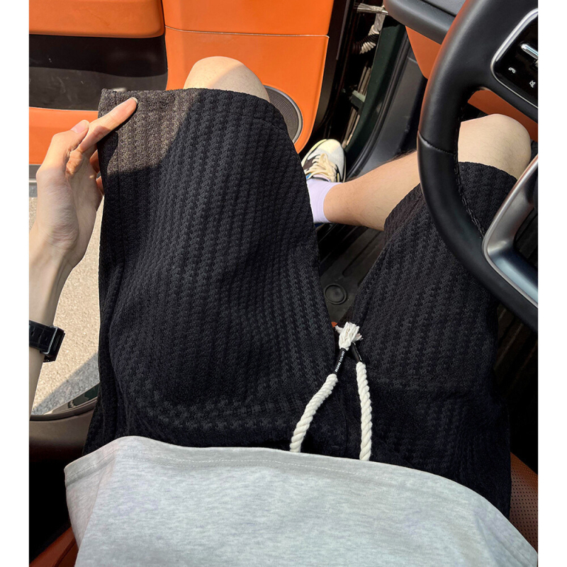 Плетени шорти с хаундстоут патерн, мъжки, прав силует, средна дължина, 80% полиестер