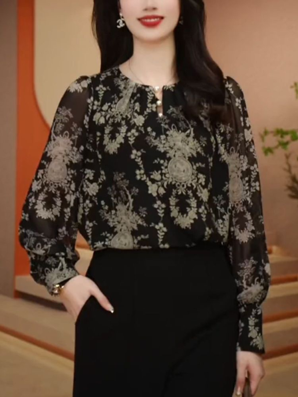 Košulja od Chenille, polo ovratnik, rukavi princeze, Spandex postotak <30%, proljeće 2024