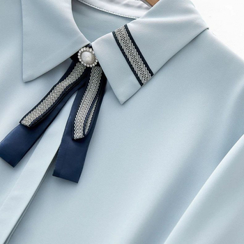Ženska košulja od šifona, dugi rukavi, ovratnik košulje, širok kroj, gradski stil, jesen 2025
