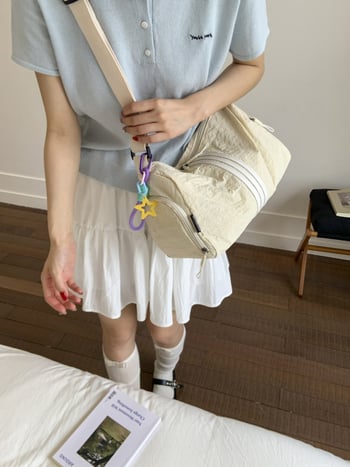 Ženska torbica za ramena u urbanom minimalističkom stilu, nylon Tote torba sa zatvaračem, unutarnja džep sa zipom, jedna naramenica, horizontalni pravokutni oblik, ljeto 2025