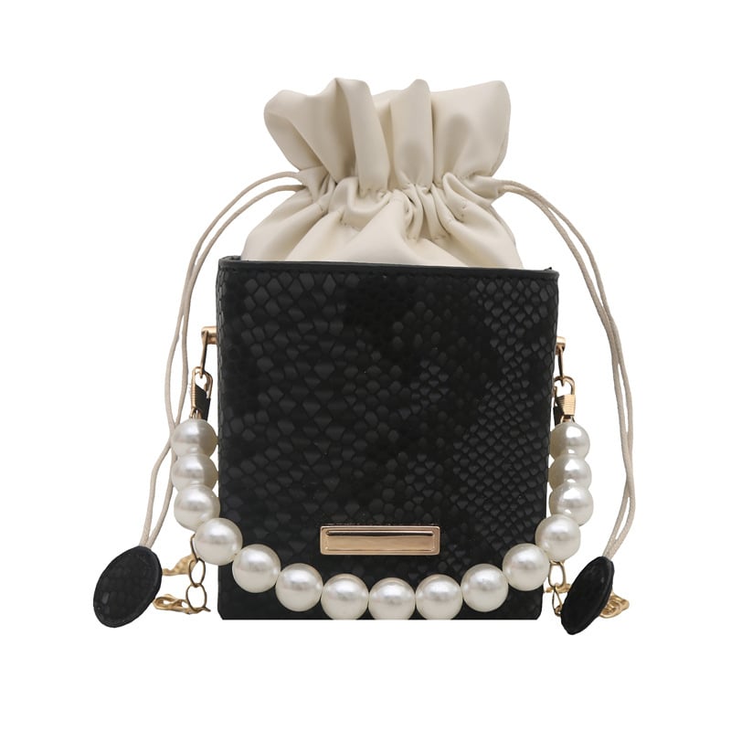 Чанта кофа с перли, PU кожа, връзка за затваряне, джоб за мобилен телефон, Пролет 2025