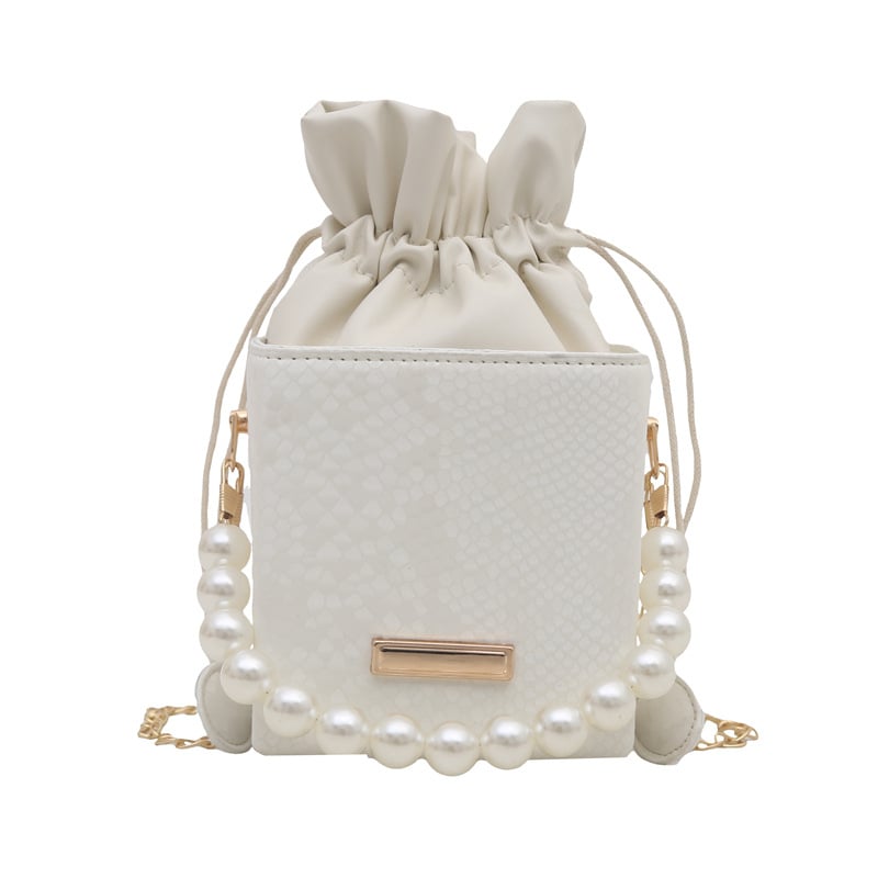 Чанта кофа с перли, PU кожа, връзка за затваряне, джоб за мобилен телефон, Пролет 2025