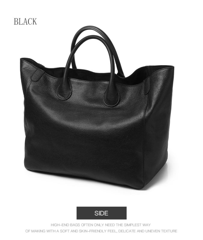 Дамска чанта Tote от естествена кожа, първокласна телешка кожа, хоризонтална квадратна форма, отворен горен ръб, джоб с цип и джоб за телефон, подплата от телешка кожа