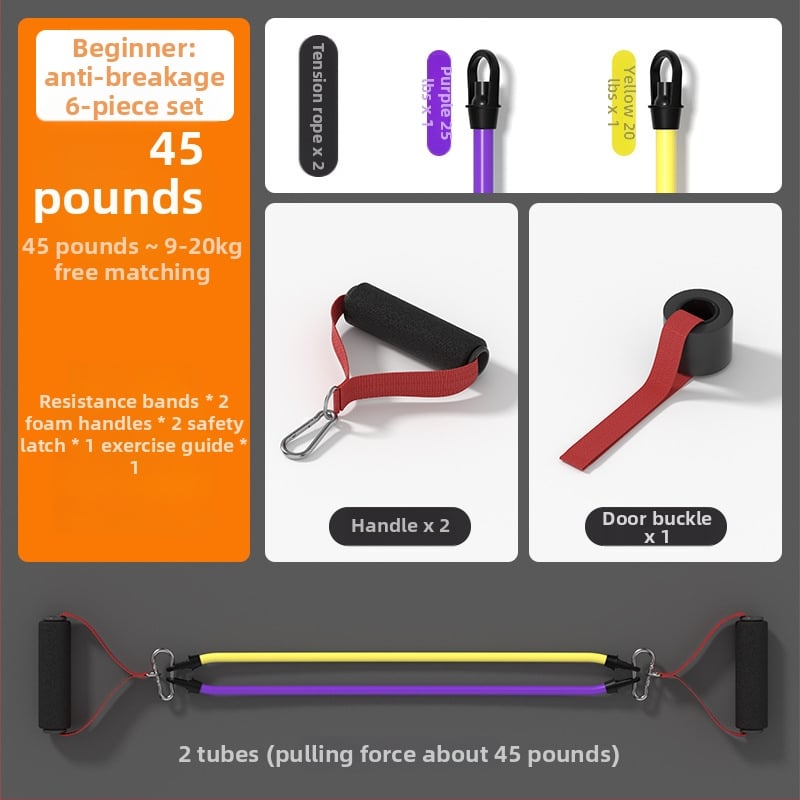 Otthoni fitneszhez használt ellenállástartó – rugalmas feszítő, anyag: PP műanyag + latex cső, márka SND, alkalmas fitnesz berendezésekhez