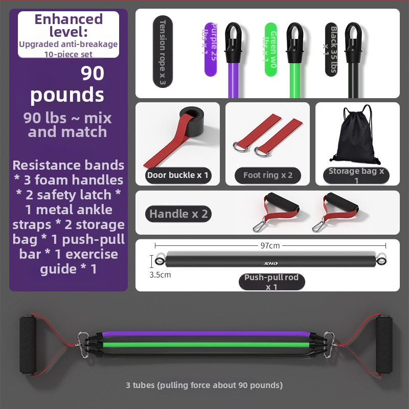 Otthoni fitneszhez használt ellenállástartó – rugalmas feszítő, anyag: PP műanyag + latex cső, márka SND, alkalmas fitnesz berendezésekhez