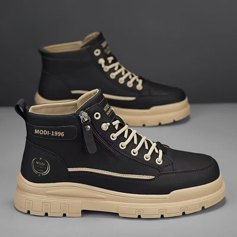 Ghete Martin pentru bărbați – creștere în înălțime, PU upper, talpă din cauciuc, înălțime a ghetei medie, toc mic 1–3 cm