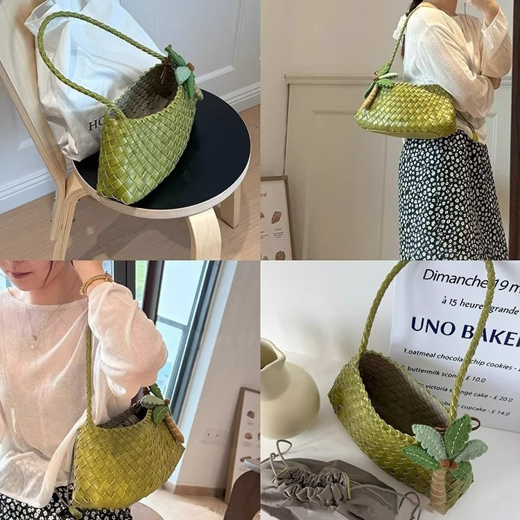 Ръчно плетена PU подмишникова чанта за жени — отворен горен край, скрит джоб с цип, PU подплата, хоризонтална квадратна форма, единична презрамка, Tonghao Leather Goods