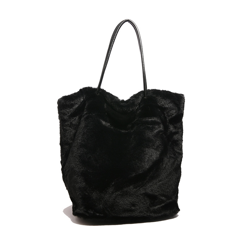 Tote чанта за ежедневна употреба — плюшена материя, уличен стил, вертикална квадратна форма, подплата полиестер, вътрешен джоб за телефон