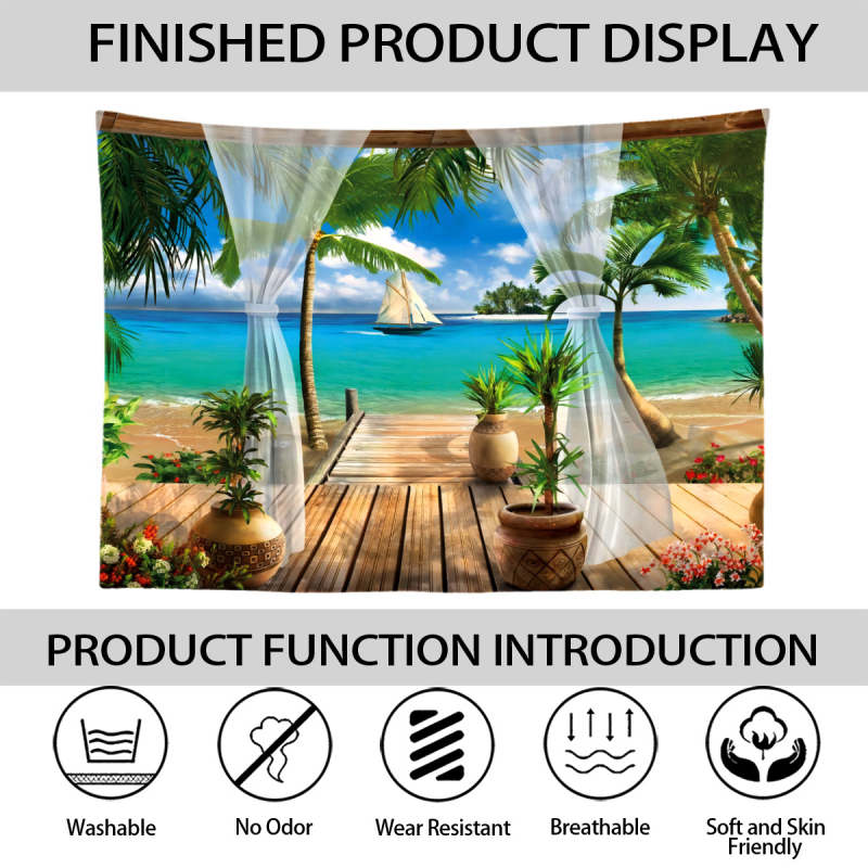 Zidni goblen, nordijskog stila, 100% poliester, digitalni toplinski prijenos otiska, pravokutni oblik, model 5202+GT-5233+GT