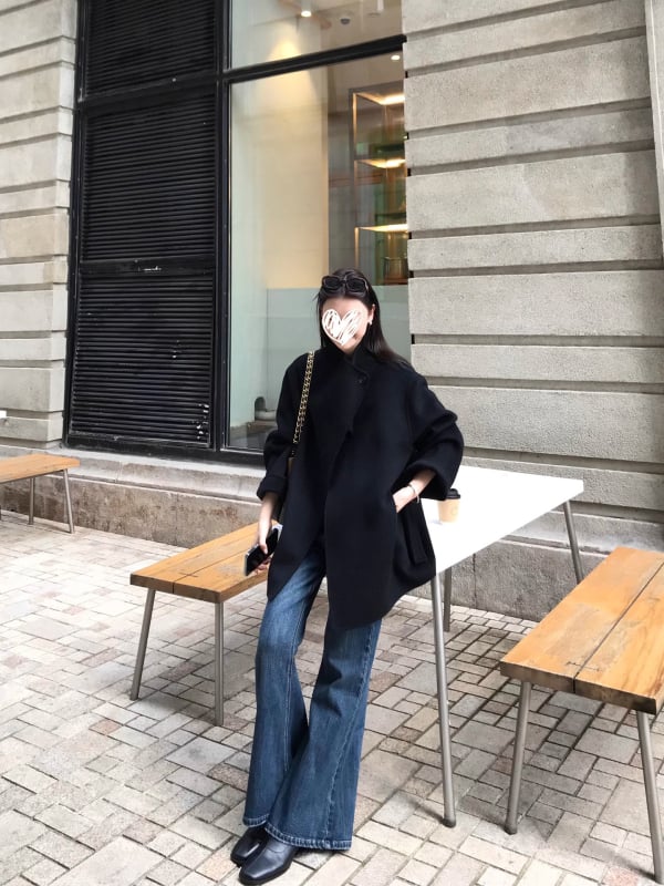 Ženski kaput od vunene smjese, srednja duljina, rever, jednostrano kopčanje, zima 2025