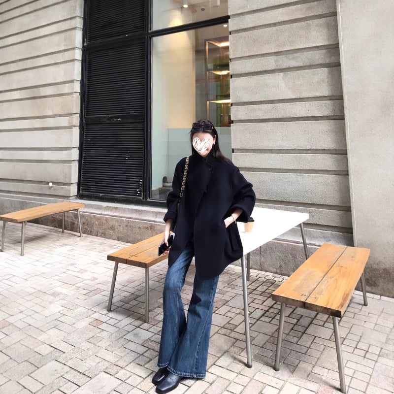 Ženski kaput od vunene smjese, srednja duljina, rever, jednostrano kopčanje, zima 2025