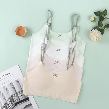 Dječji trening grudnjak za djevojčice, najlon, potpuno pokrivanje, tanji oblikovani košarica, fiksne dvostruke naramenice, prozračan i upija znoj