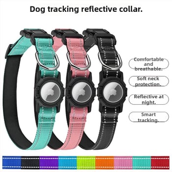 AirTag каишка за кучета с монохромен модел, материал: найлон и силикон, универсална съвместимост, стил за всички сезони