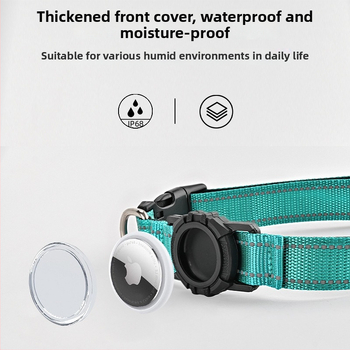 AirTag каишка за кучета с монохромен модел, материал: найлон и силикон, универсална съвместимост, стил за всички сезони