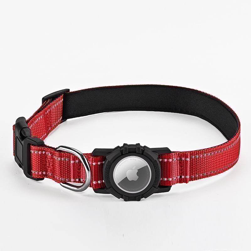 AirTag каишка за кучета с монохромен модел, материал: найлон и силикон, универсална съвместимост, стил за всички сезони