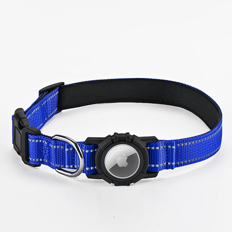 AirTag каишка за кучета с монохромен модел, материал: найлон и силикон, универсална съвместимост, стил за всички сезони