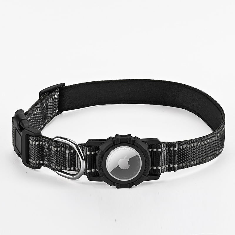 AirTag каишка за кучета с монохромен модел, материал: найлон и силикон, универсална съвместимост, стил за всички сезони