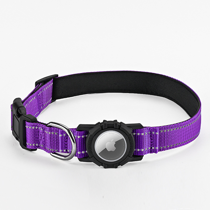 AirTag каишка за кучета с монохромен модел, материал: найлон и силикон, универсална съвместимост, стил за всички сезони