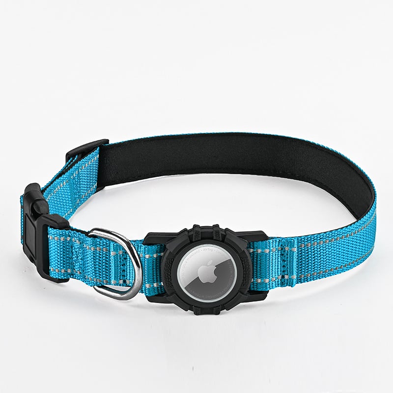 AirTag каишка за кучета с монохромен модел, материал: найлон и силикон, универсална съвместимост, стил за всички сезони