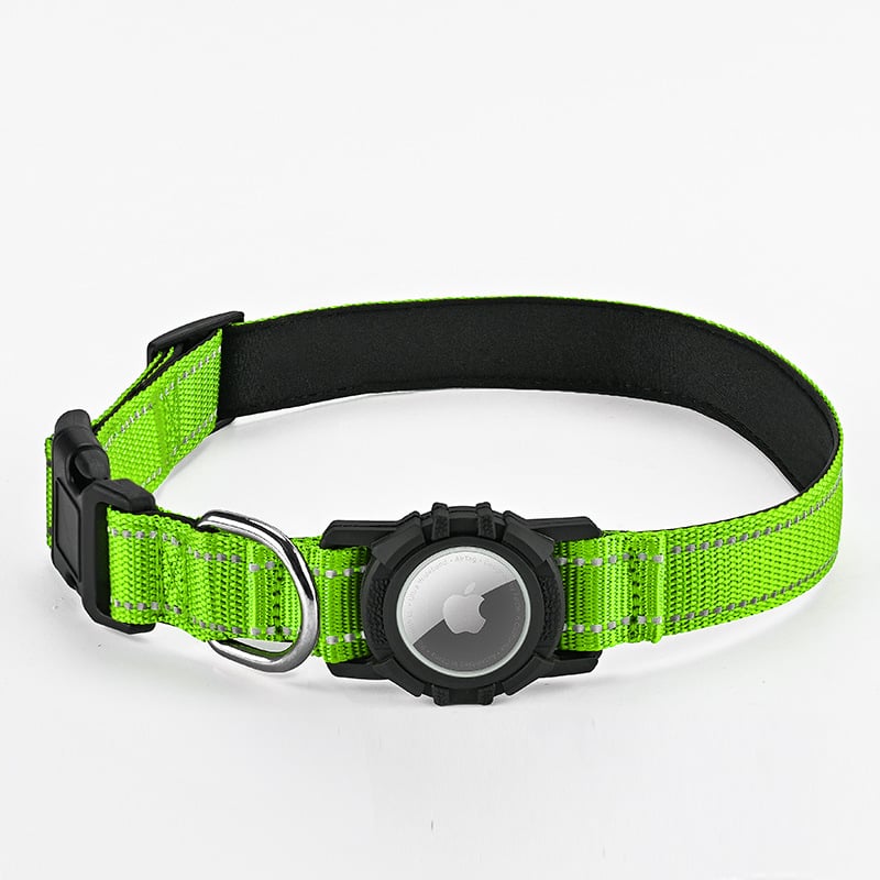 AirTag каишка за кучета с монохромен модел, материал: найлон и силикон, универсална съвместимост, стил за всички сезони