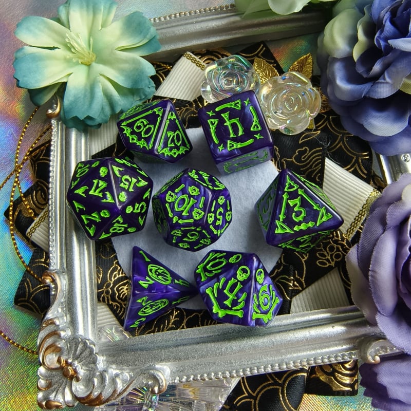 Set od 7 akrilnih kockica s temom Halloweena, prilagodljivi uzorci, zaobljeni kutovi, za Dungeons & Dragons