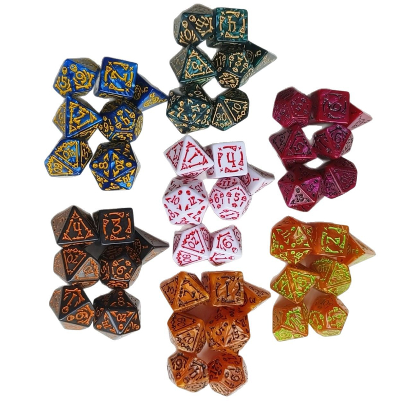 Set od 7 akrilnih kockica s temom Halloweena, prilagodljivi uzorci, zaobljeni kutovi, za Dungeons & Dragons