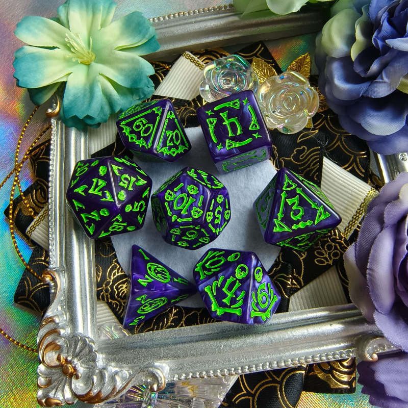 Set od 7 akrilnih kockica s temom Halloweena, prilagodljivi uzorci, zaobljeni kutovi, za Dungeons & Dragons