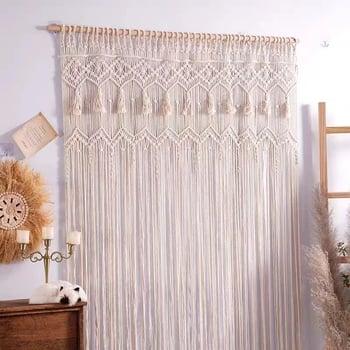 Ръчно тъкана завеса за врата – гоблен, скандинавски стил, памучна нишка с найлонова примес, деликатно прозрачно декориране, правоъгълна форма