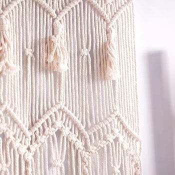 Ръчно тъкана завеса за врата – гоблен, скандинавски стил, памучна нишка с найлонова примес, деликатно прозрачно декориране, правоъгълна форма