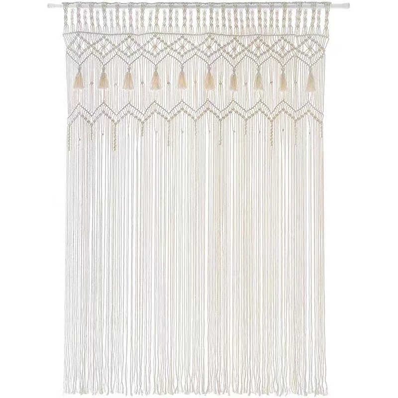 Ръчно тъкана завеса за врата – гоблен, скандинавски стил, памучна нишка с найлонова примес, деликатно прозрачно декориране, правоъгълна форма