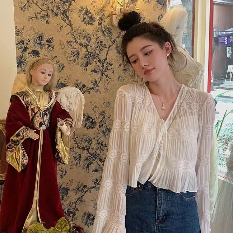 Top cardigan cu protecție solară, chiffon poliester 95%+, mâneci lungi, decolteu în V, stil urban