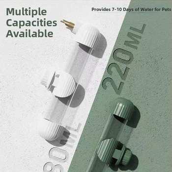 Dispenser automat de apă pentru papagal, din acrilic; recipient tip seringă; brand Demon pet; personalizabil pentru comenzi mari