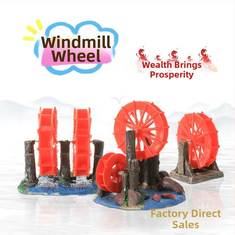 Gyanta vízkerék akvárium dekoráció – tájépítés stílus, Yitong márka, 50 darabos csomag