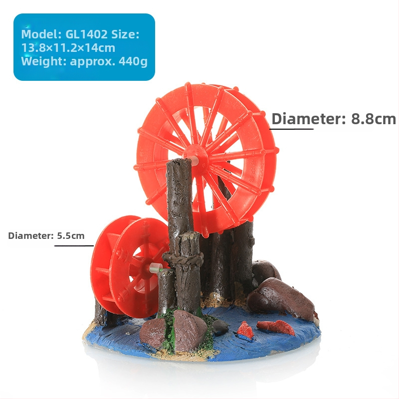 Gyanta vízkerék akvárium dekoráció – tájépítés stílus, Yitong márka, 50 darabos csomag