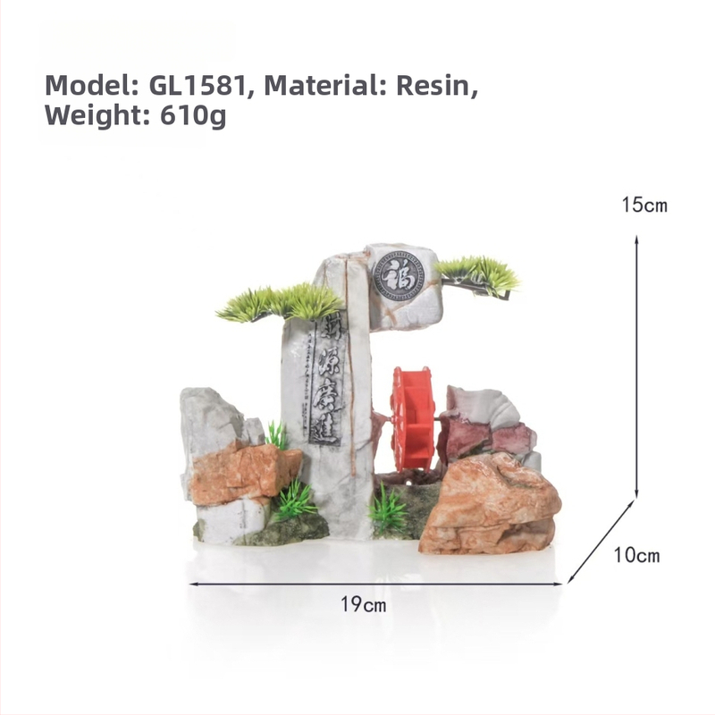 Gyanta vízkerék akvárium dekoráció – tájépítés stílus, Yitong márka, 50 darabos csomag