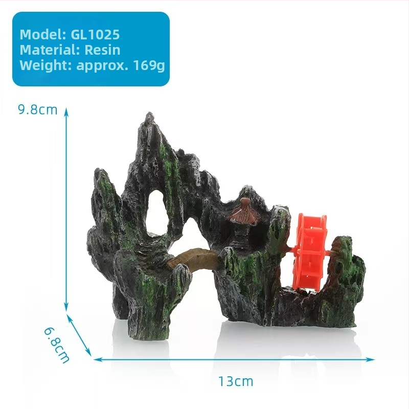 Gyanta vízkerék akvárium dekoráció – tájépítés stílus, Yitong márka, 50 darabos csomag